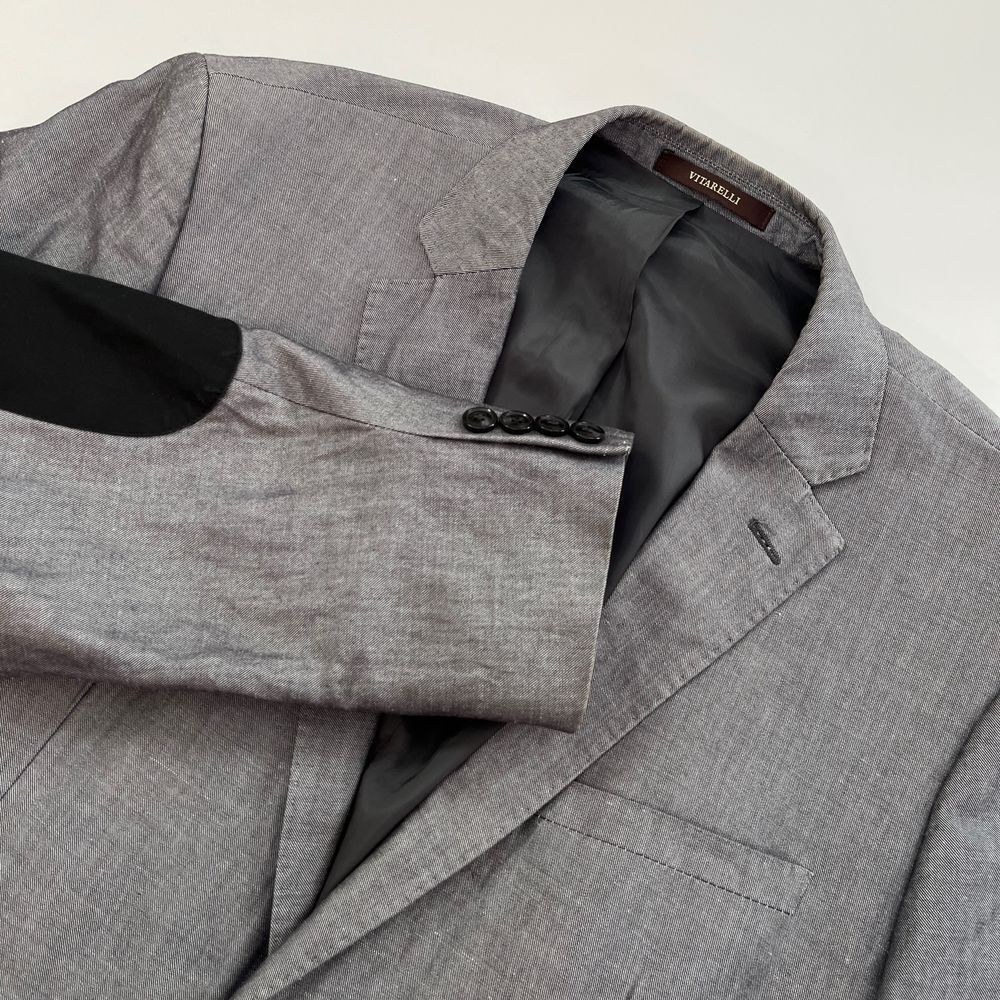 Vitarelli Italian Mens Blazer Jacket Vitarelli Mens Gray Elbow Patch Blazers 396